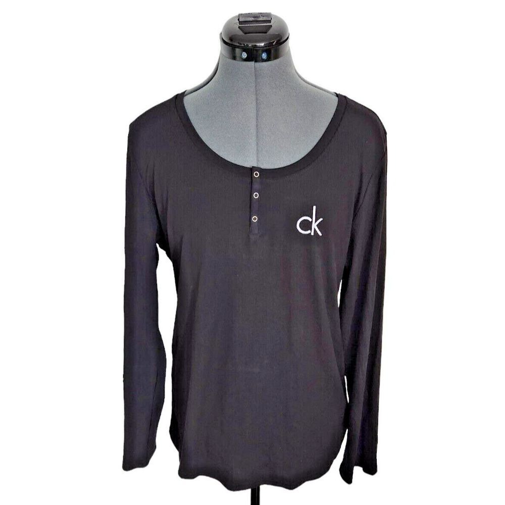 Calvin Klein Henley  Sleepwear Scoop Neck Long‎ Sleeve Shirt Size XL